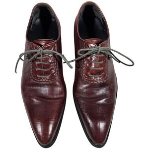 GRIMENTIN Mens Burgundy Textured Leather Oxford Dress Shoes Size‎ 245 US 6.5